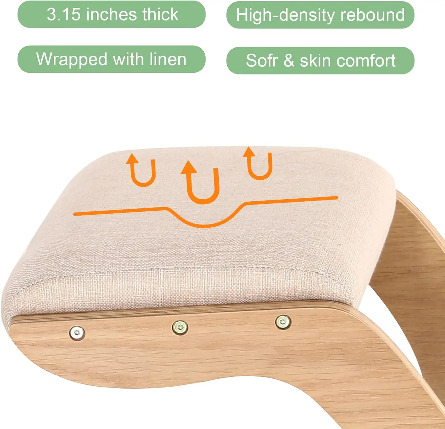 Wood Rocking Chairs Knee Stool Ergonomic Kneeling Chair for Upright Posture with Cushion