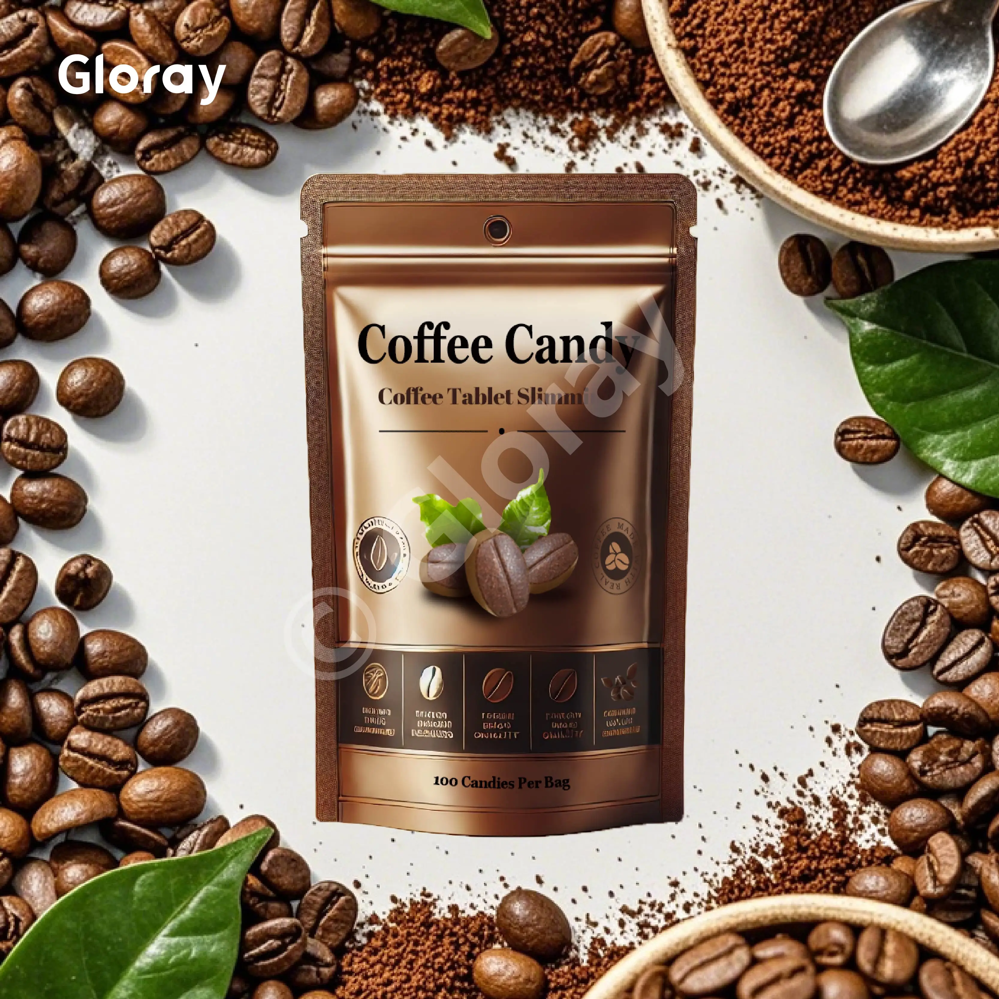 Custom Personal Label Hot Sale Coffee Candy High Quality Less Sugar Bitter Coffee Taste Tablet Candy Private Label
