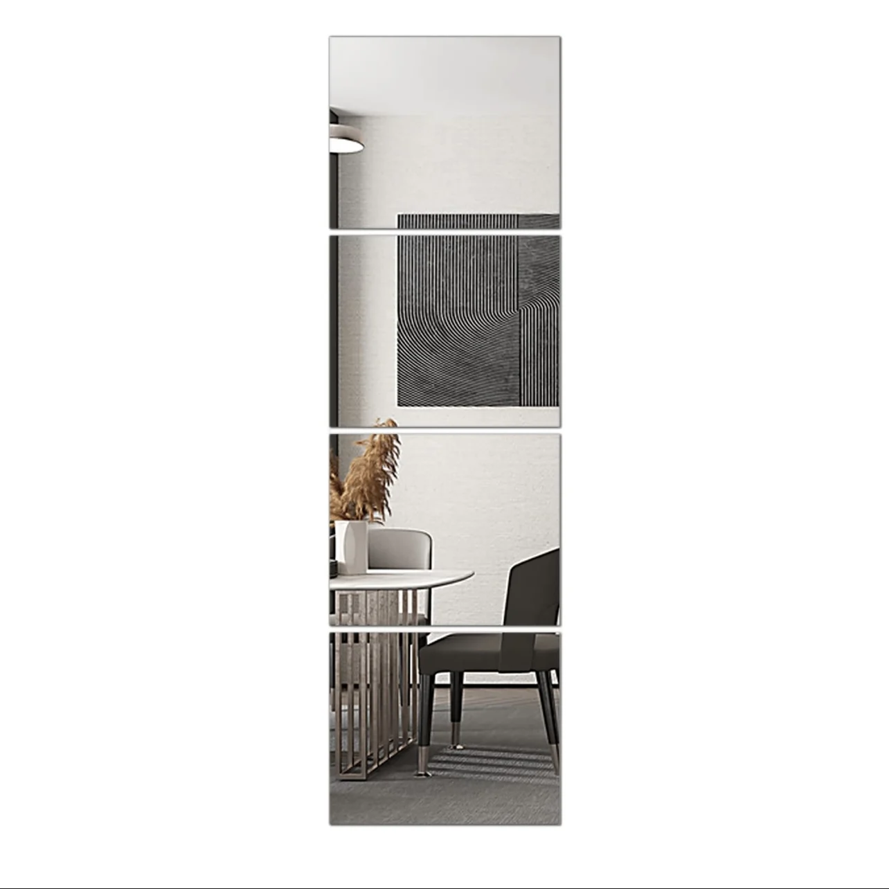 Glass full-length wall mirror tile Bedroom frameless full-length mirror tile Full-court mirror wall-mounted for home gyms