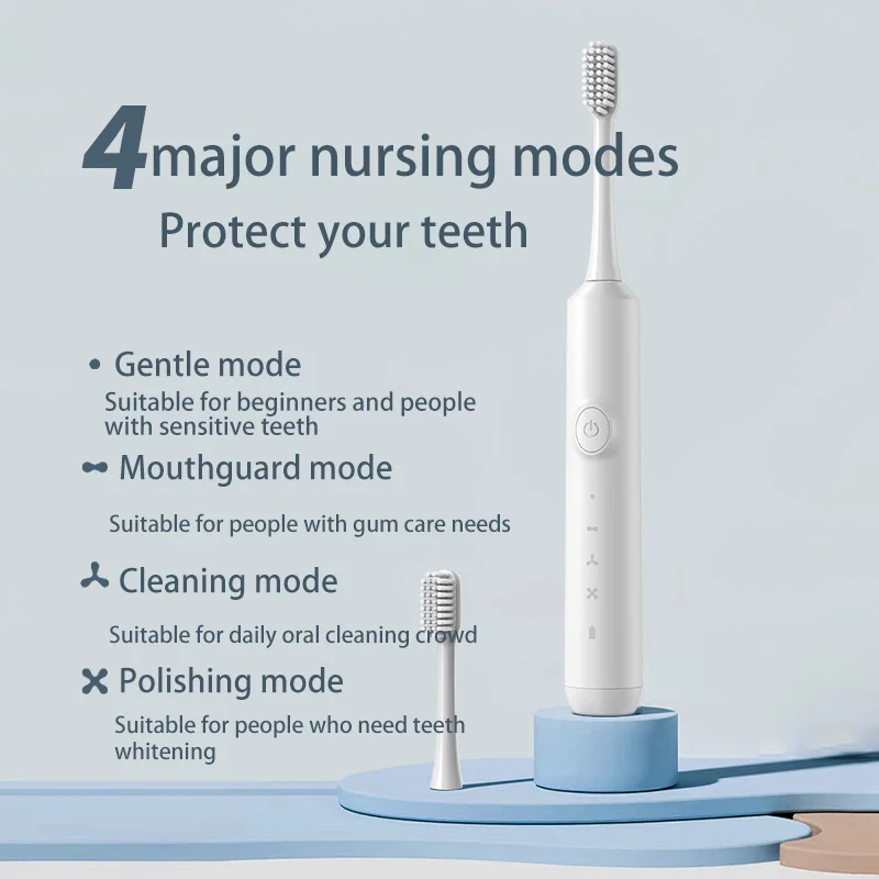 Electric toothbrush IPX7 waterproof grade DC rechargeable soft bristled toothbrush with 30 days of battery life