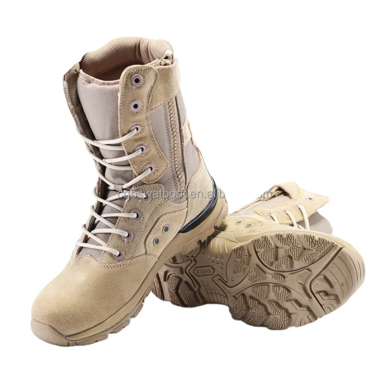 2018 cow genuine leather desert Combat cqb tactical boots side zipper for men