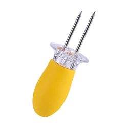 Stainless Steel BBQ Skewers Corn Cob Holders Twin Prong camping BBQ Forks Skewers BBQ Grill Fruit salad stick