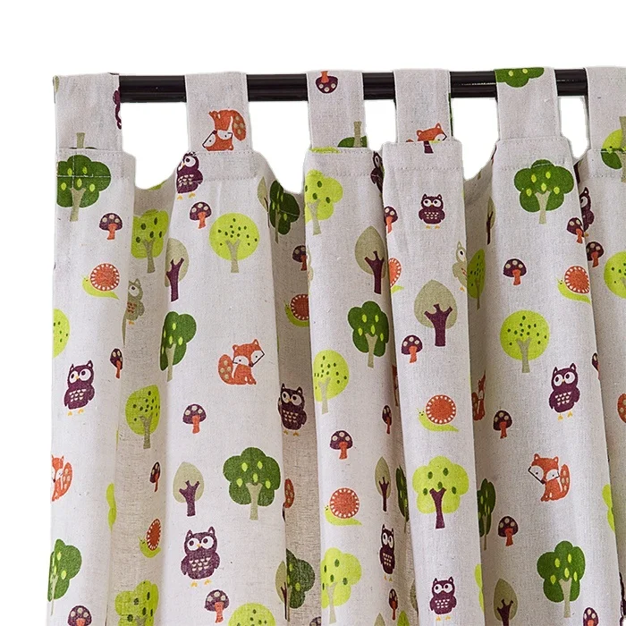 Wholesale Ready Made Cotton Linen Tab Top Curtains For Home Decor Christmas Kids Children Bedroom