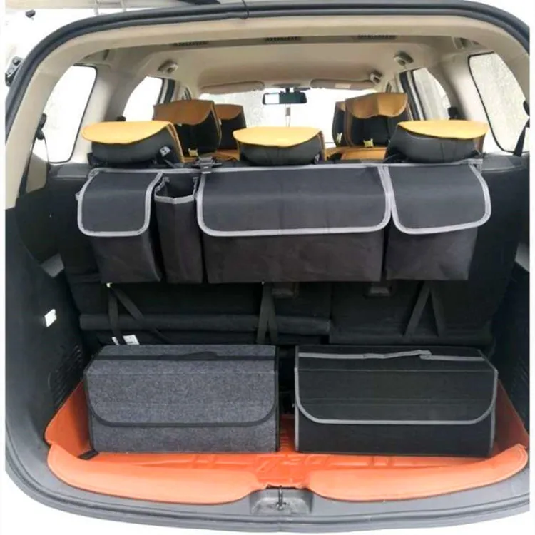 Car Storage Box Portable Foldable Car Trunk Organizer Felt Cloth Storage Box Car Interior Stowing Tidying Container Bag