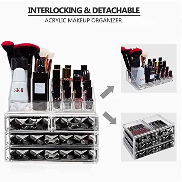 Retail acrylic cosmetic display stand eco-friendly acrylic cosmetic storage box acrylic cosmetic display box