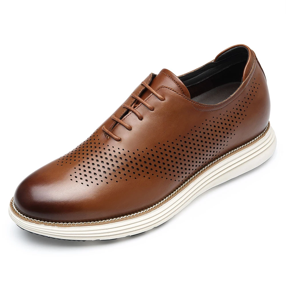 Casual Tall Men Shoes High Heel Shoes For Men Brown Leather Oxford Shoes That Get Taller 7CM / 2.76 Inches Taller