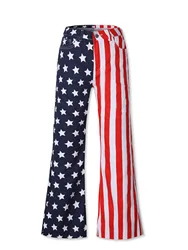 Women American Independence Day Flag Print Flared Jeans Parent-child Pants