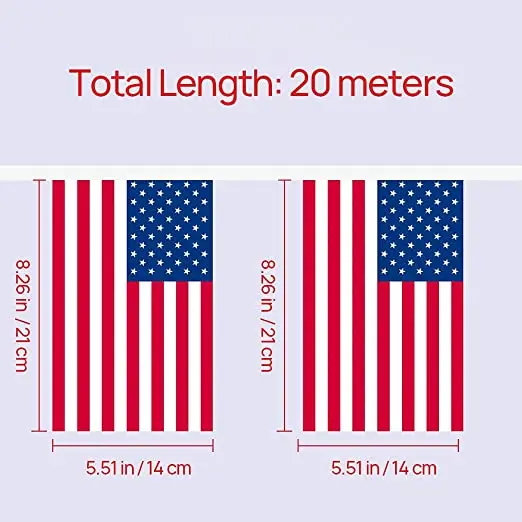 Wholesale Customized High Quality 100% Polyester Fabric International American String Flag USA Natioanl Bunting Banner