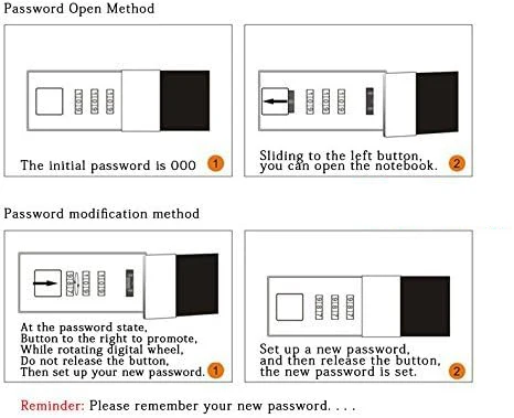 PU Leather Multi Color Combination Lock Journal Combination Lock Diary A6 Refillable Personal Locking Diary