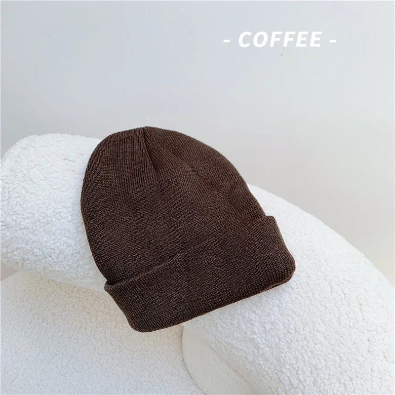 Однотонная шерстяная Корейская вязаная шапка милое все зимняя короткая Синяя