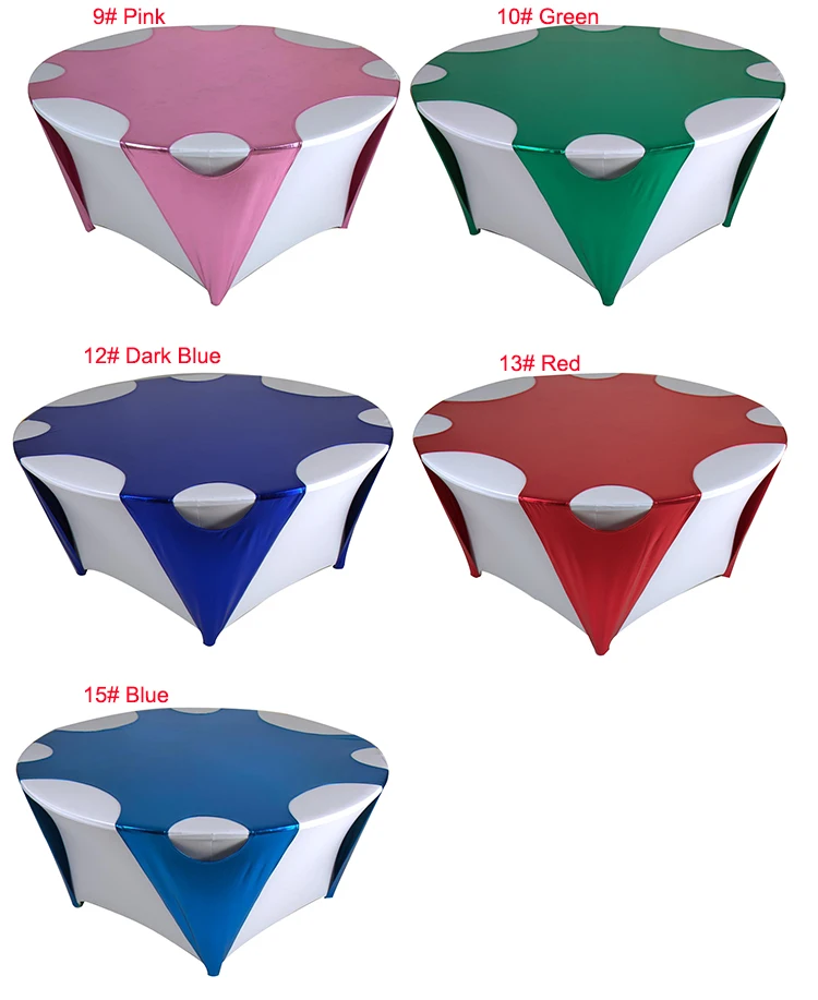 Cheaper Metallic Silver Spandex Round Table Cloth Table Overlay for Party Event Wedding