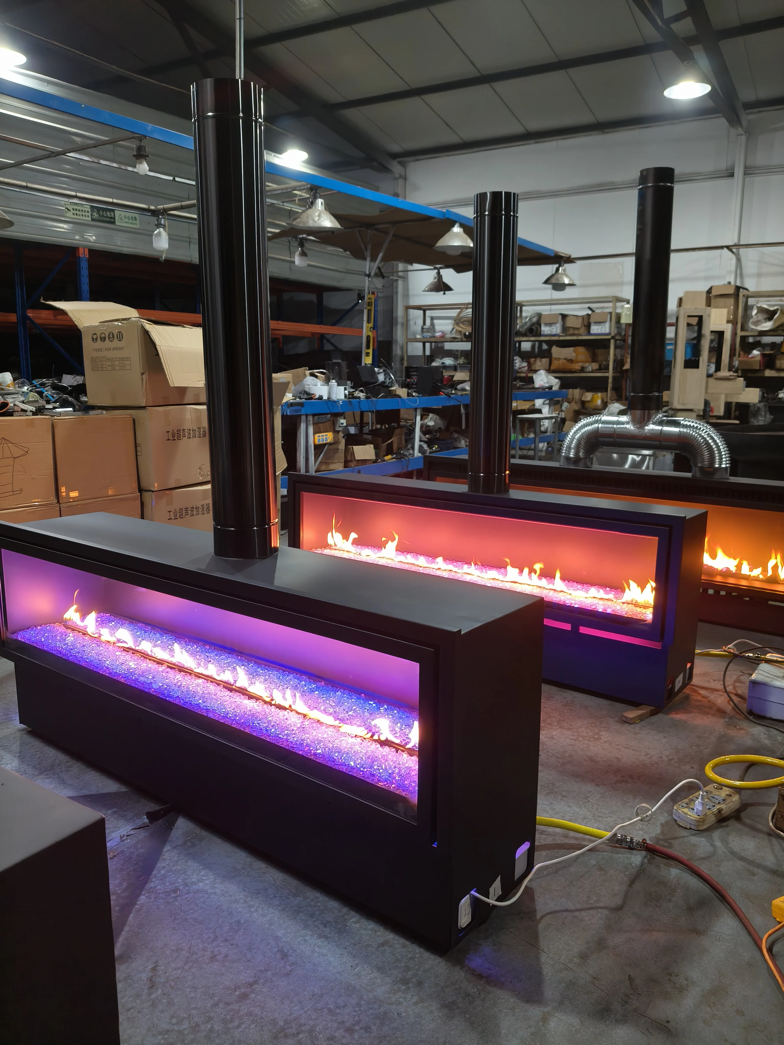 Customized Smart Gas Fireplace With or without Remote Control and LED Lighting size 48-80 inches can add fan Gas fuel Fireplace