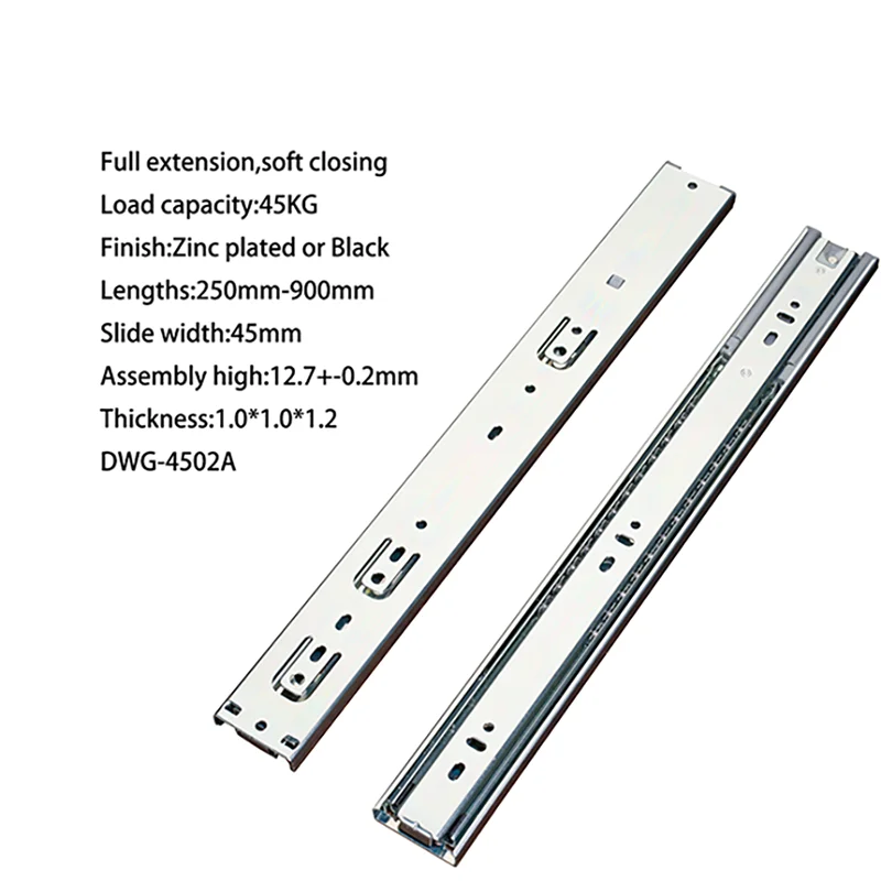 Foshan Fusaier Kitchen accessories 45mm 3-fold ball bearing drawer slides rail for furniture