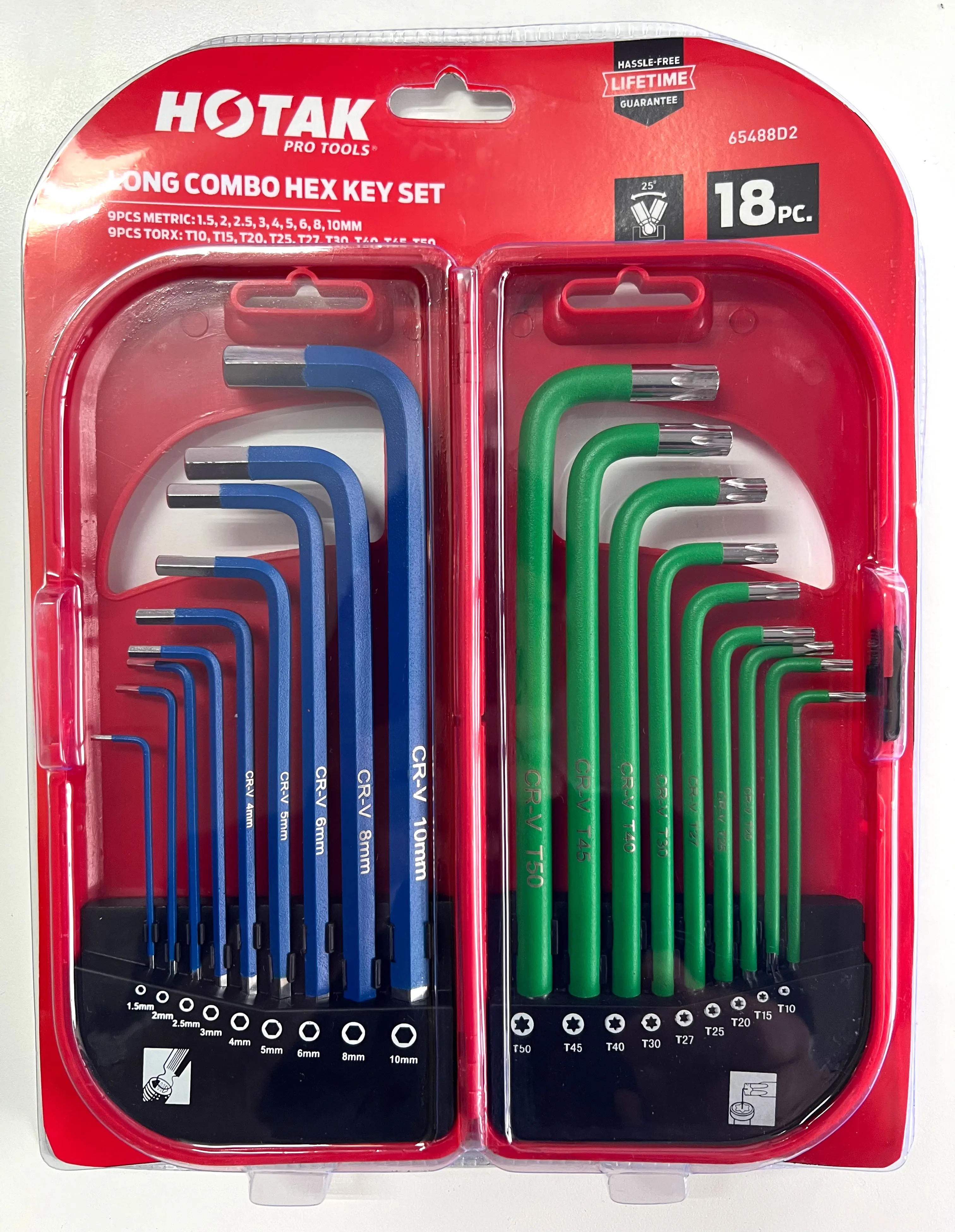 Factory OEM 18pcs Long Arm Hex Key Set, High Quality Carbon Steel Hex Wrench, L Type Tamper Proof Allen Hex Key In Storage Case