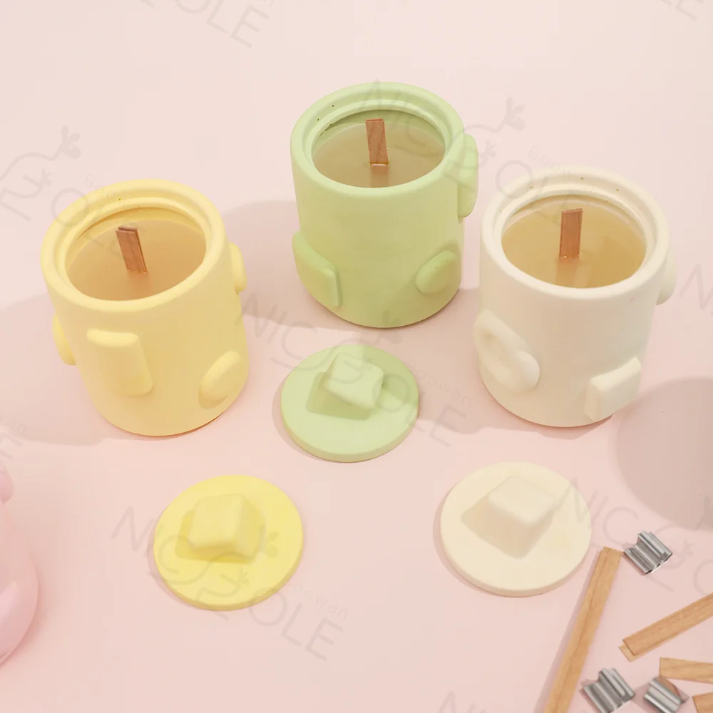 Nicole New Handmade Geometric Candle Jar Molds Concrete Cement Silicone Candle Vessel Mould For Adults
