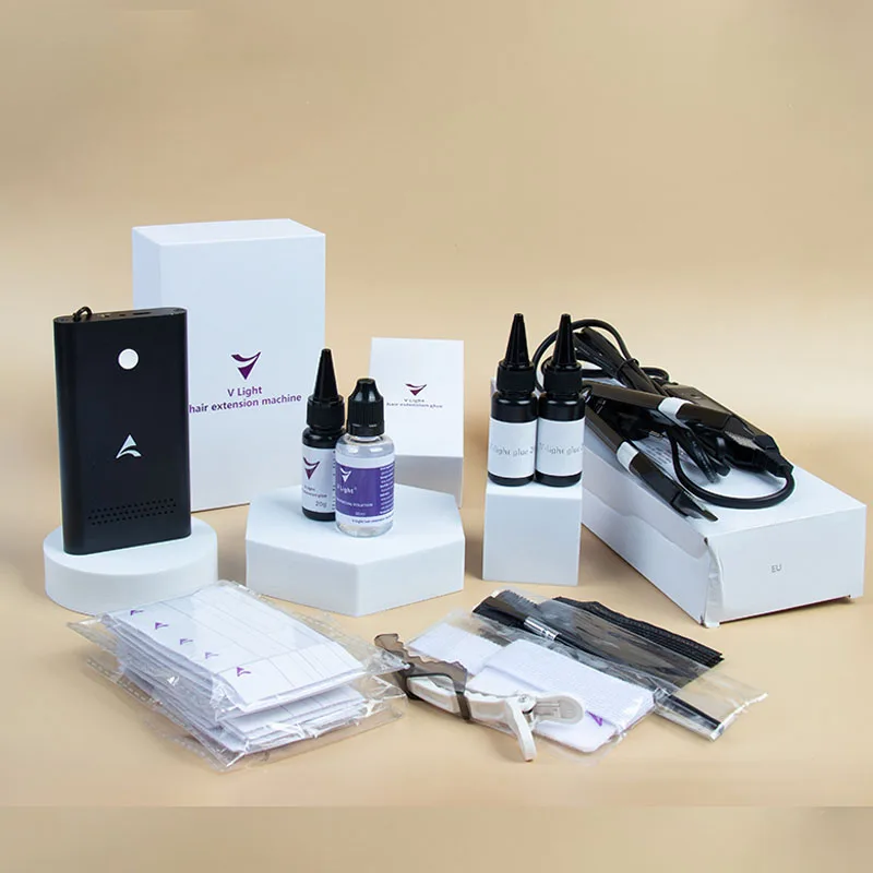 y V-Light Hair Extension Machine Kit Fast Grafting Tools Glue Remover V-Light Technology Hair Extensions Set For Tape Hair