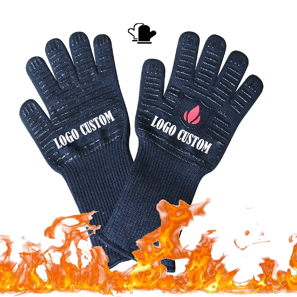 High Temperature 800 Degree Oven Glove Extreme Barbecue Heat Resistant Grill Glove for BBQ Baking With Custom Logo