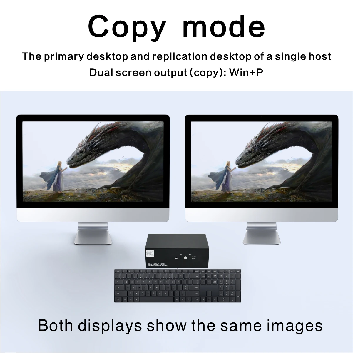 4K Dual Monitor HDMI 2 in 1KVM Switch 2 Port Dual Monitor KVM Switch