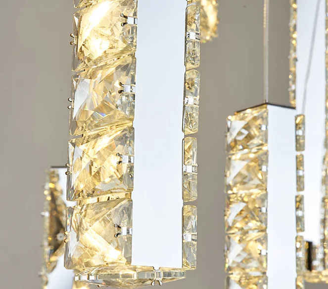 New Arrival Dimmable Luxury Staircase Hanging Lighting  Decorative Led Ceiling Lamp For Living Room Circle Chandeliers & Pendant