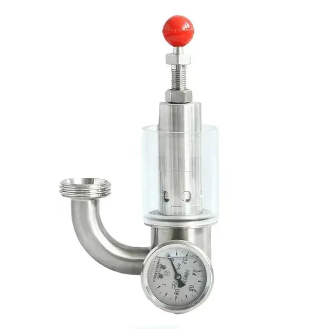 Hot Selling SANTHAI 90 degree Clamp Thread Pressure Gauge Sanitary Exhaust Valve SS304/316L