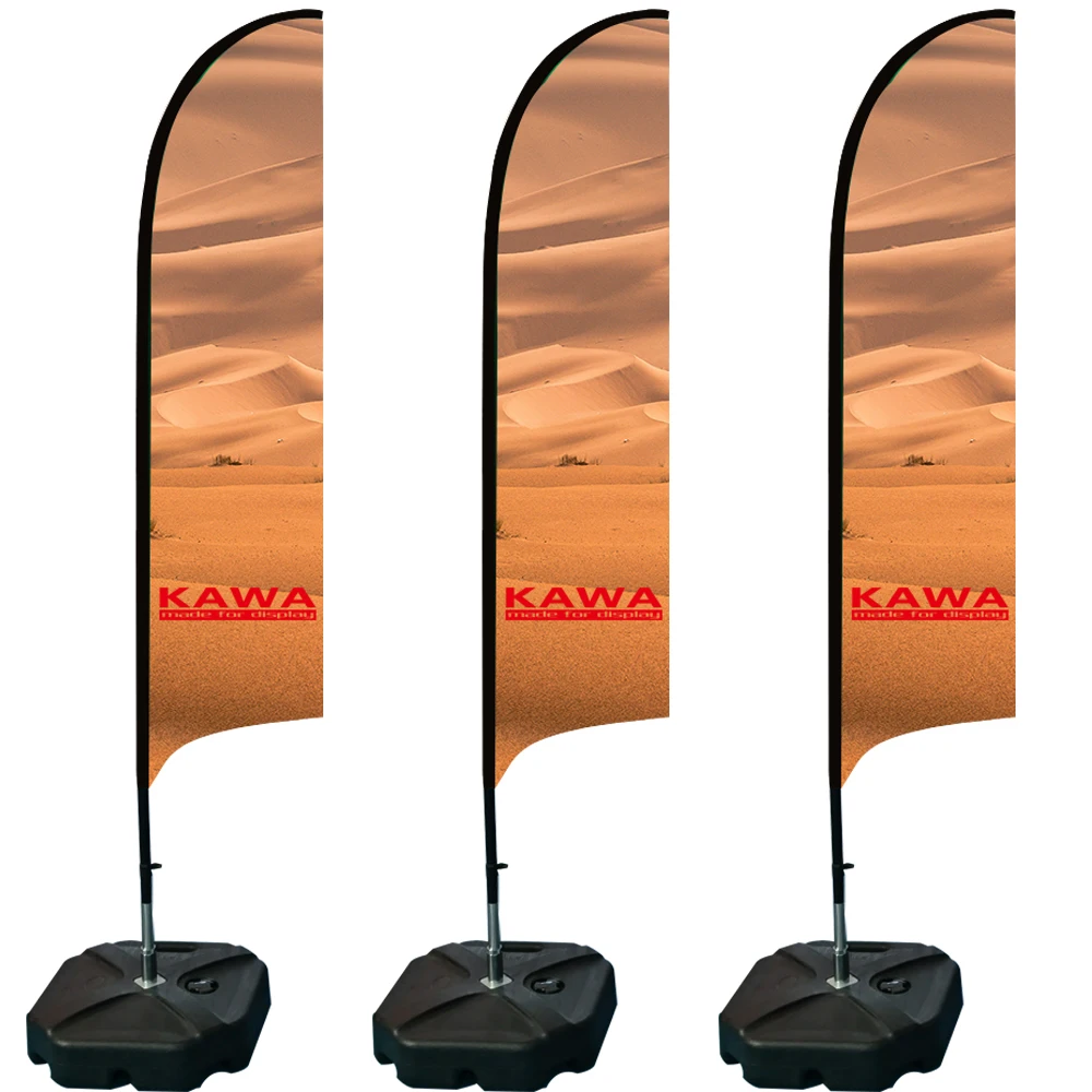 Customize outdoor advertising banner stands custom logo bali printing pole with metal base bow flex flying beach feather flag