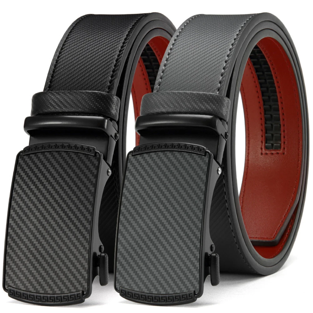 2024 Wholesale Genuine Leather Belt Luxury Business Men Black Adjustable Casual Automatic Buckle Belts