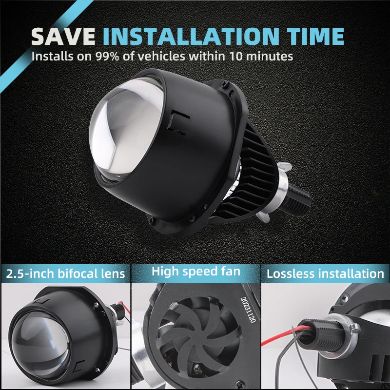 Car lighting bi-LED headlight 2.5 Inch led projector lens IP67 waterproof driving lights CSP chip led laser fog light