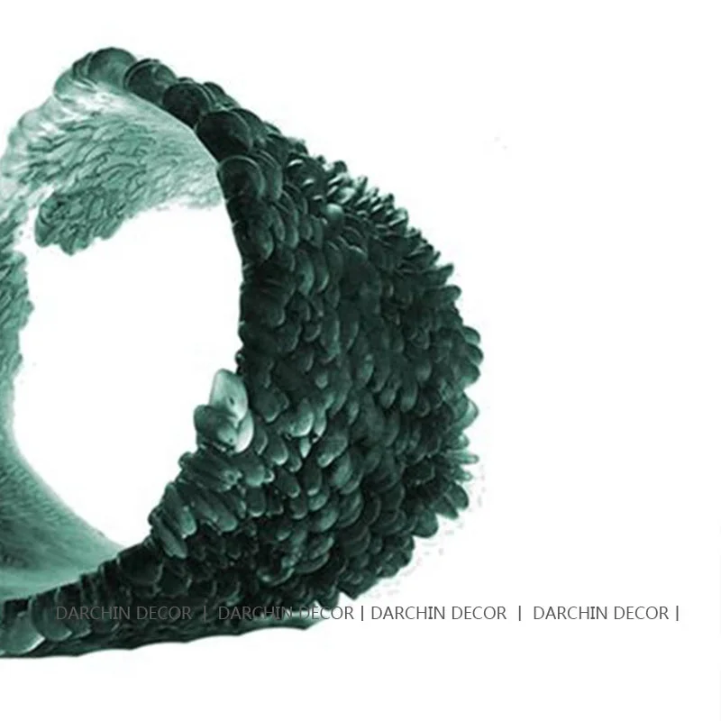 Home Decoration Resin Sculptures Green Amber Semi-Circular Coral Reef Relief Design Fancy Table Ornaments