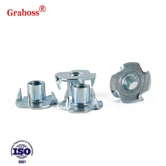 Cold Forged Self-Retaining 4 Prong T-Nut Furniture T Nuts