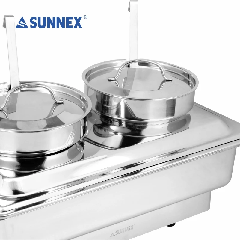 Электрическое блюдо из нержавеющей стали SUNNEX сушилка для супа станция 4Lx2 Сервировочная плита с ковшами