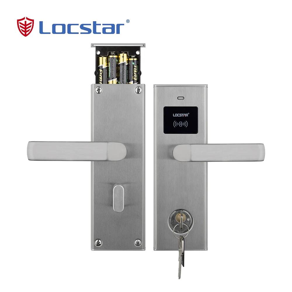 Locstar Digital Ic Card Hotel Fashion Key Safe Mortise Aluminium RFID Electronic Door Lock With Free Management Software System