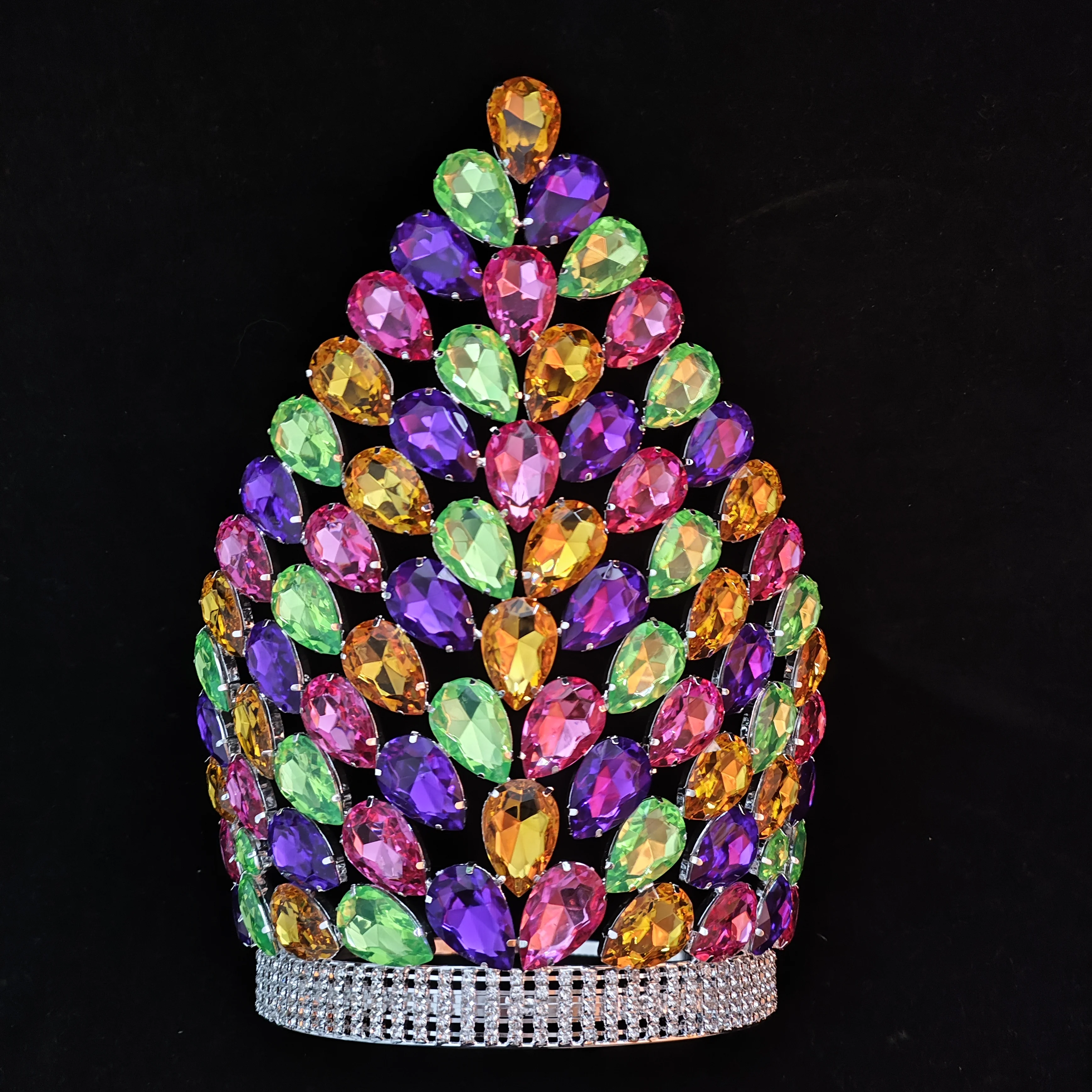 10 inch Colorful Pageant Crown Large Rhinestone Tiara For Queen