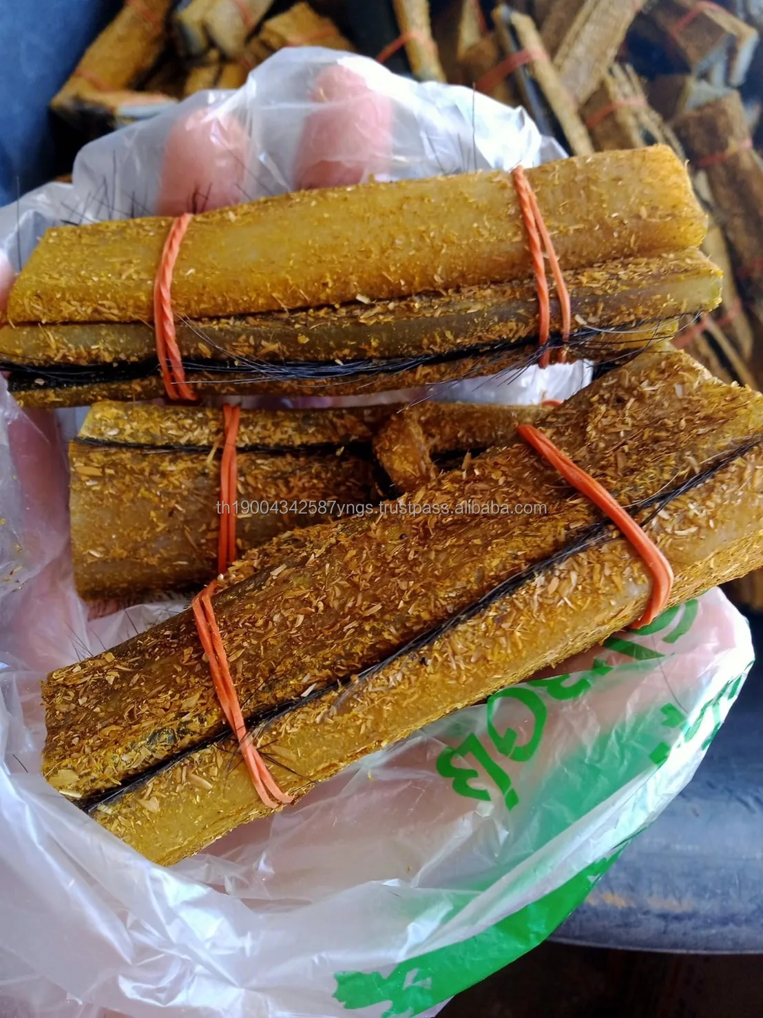 Delicious dried leather thai food dry skin Salted buffalo skin, a special dish of Northeastern Thais, thai food