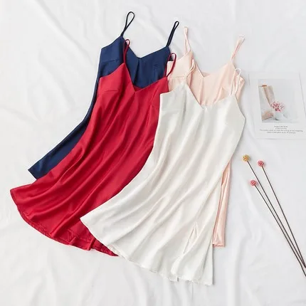 satin pyjamas Sexy slit nightgown pajamas sexy satin women slip dress