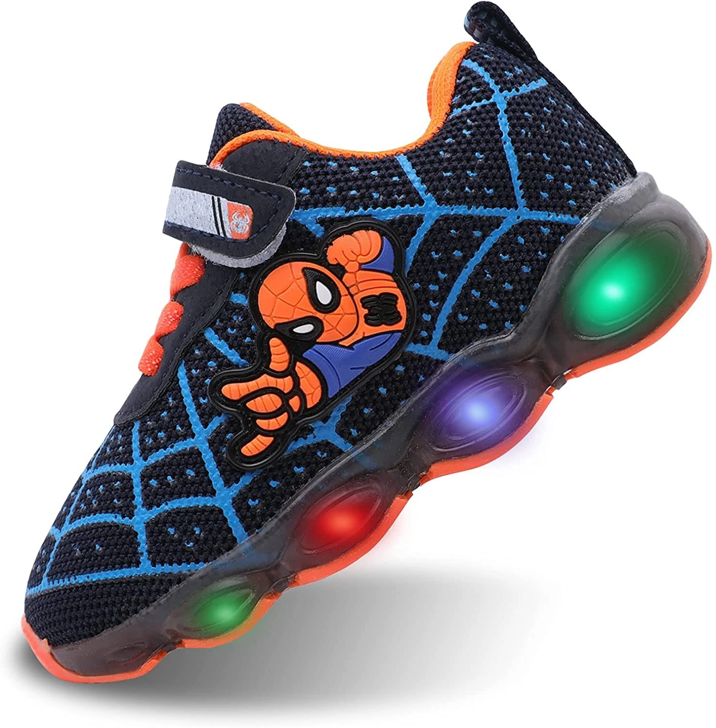 Kids Spiderman LED Light Up Shoes Boys Girls Breathable Fashion Flashing Sneaker Athletic Running Walking Sneaker