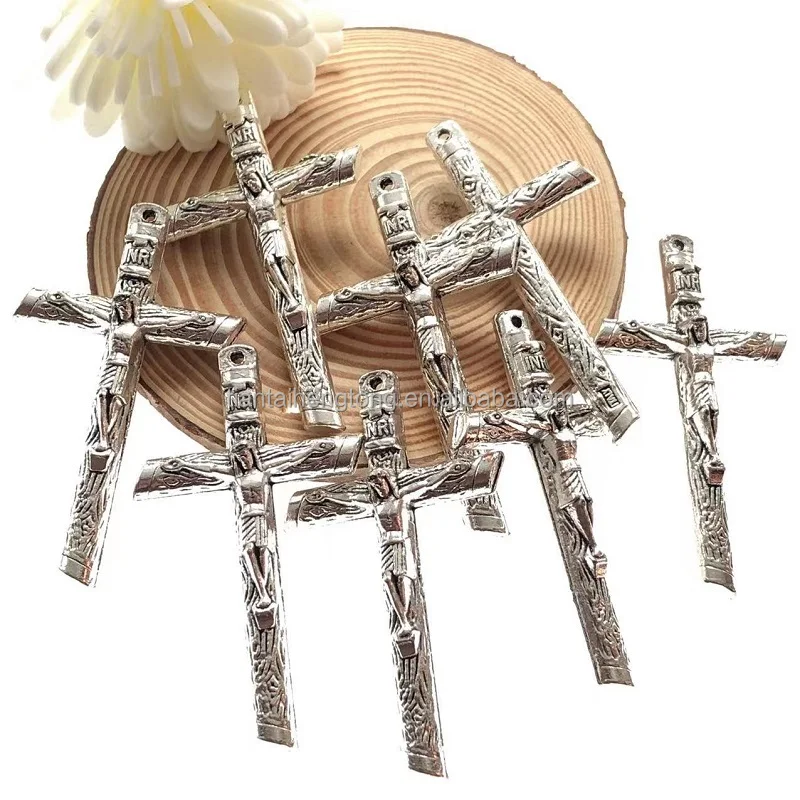 big size antique silver plated zinc alloy cross religious rosary crosses jesus Crucifix pendant