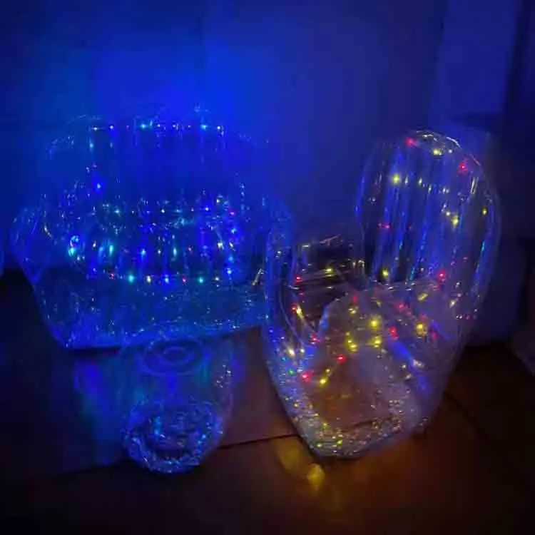 transparent inflatable couch outdoor party clear LED light sofa bar night club inflatable chair ottoman with LED light inside
