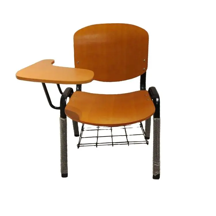 Factory wholesale cheap price university school chair with writing pad and book shelf