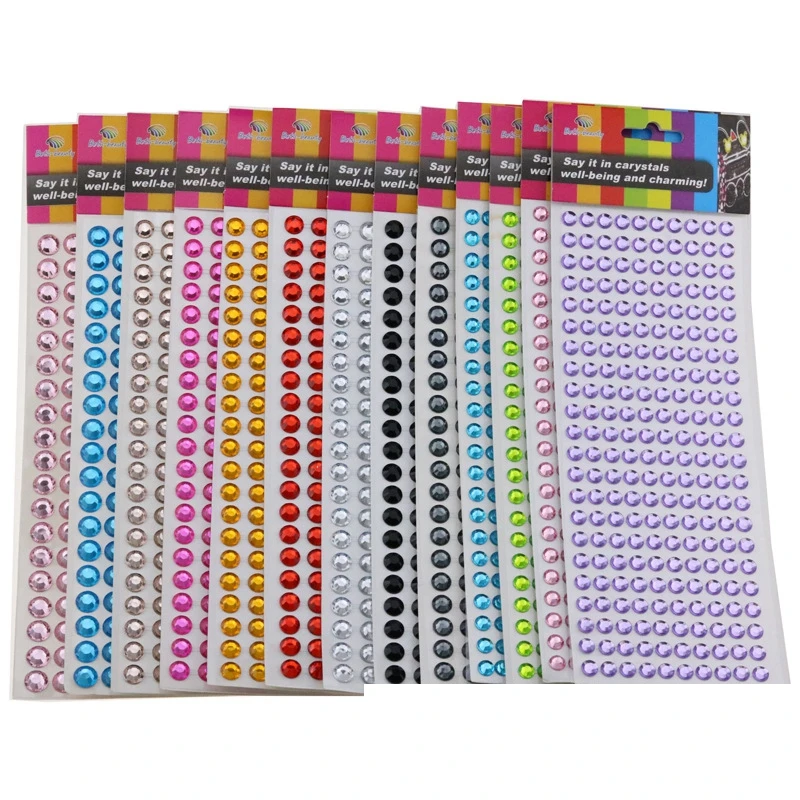 10mm Face Eyebrow Stickers Nail Art Decoration Rhinestone Girls Crystal Jewelry Self Adhesive Acrylic Gem Stickers Sheet