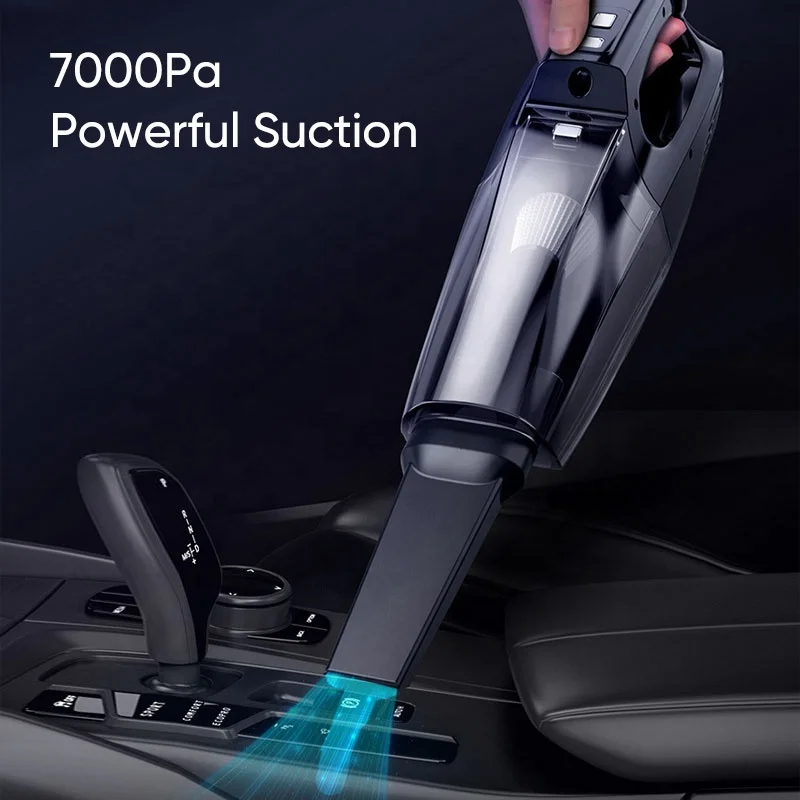 Car Vacuum Cleaner 4-in-1 Tire Inflator Portable Air Compressor with Tire Pressure Gauge LED Light 12 DC Corded Handheld Vacuum