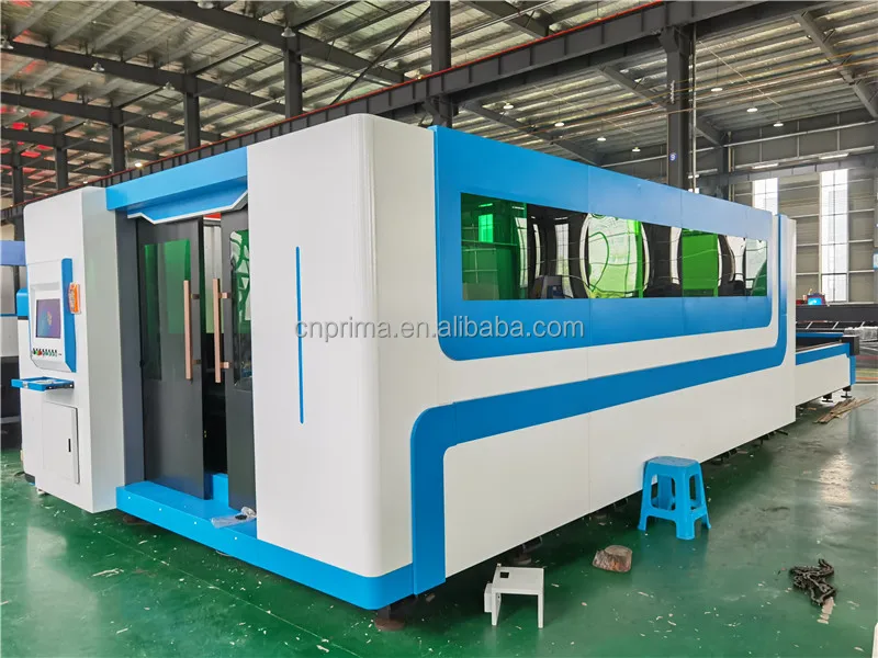 Full Cover Enclosed Aluminum Plates Exchange Table CNC Metal Fiber Laser Cutting Machine