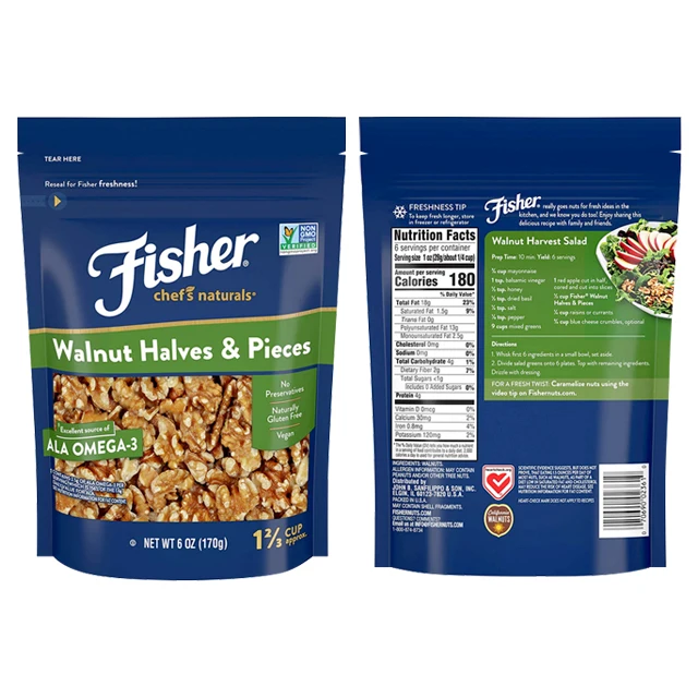 Customized Stand Up Zipper Plastic Dried Fruit Food Package Pouch Peanut Walnut Bag Pine Peanuts Mixed Cashew Nuts Packaging