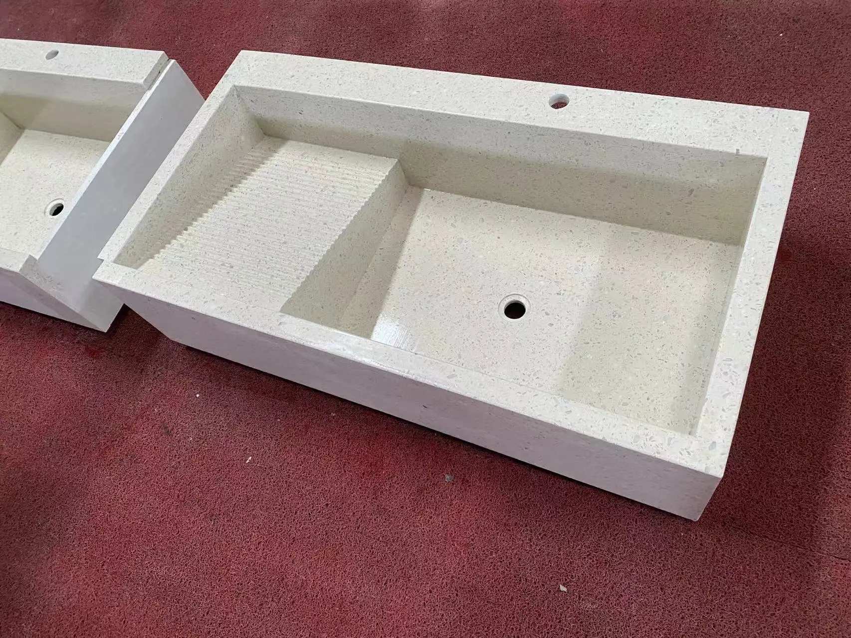 Wholesale Customized White Rectangle terrazzo stone Laundry sink High Quality Bathroom Single Sink Wash Basin Vanity Top