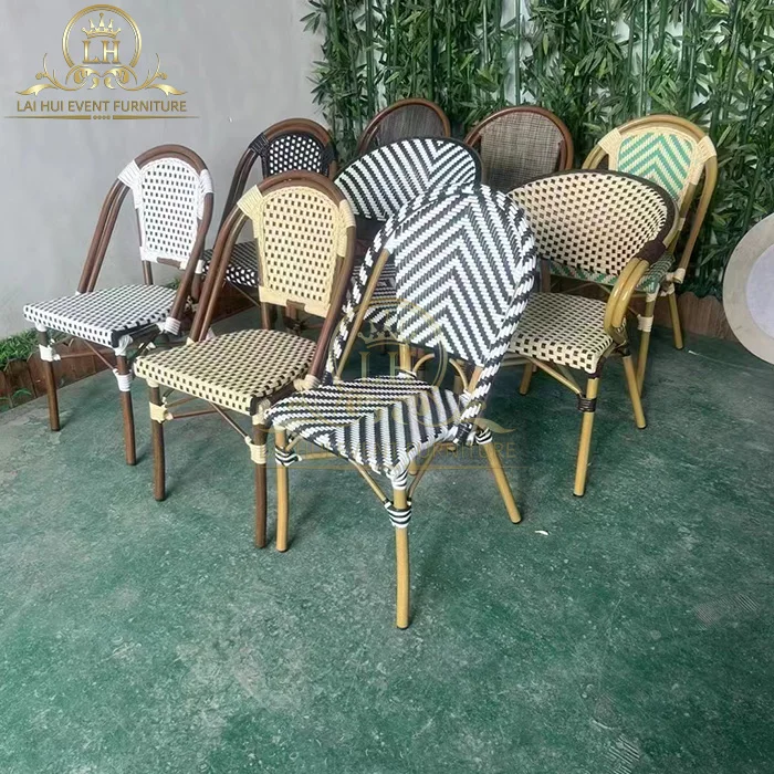 Outdoor modern customized garden wicker woven pe rattan chair single bistro chair