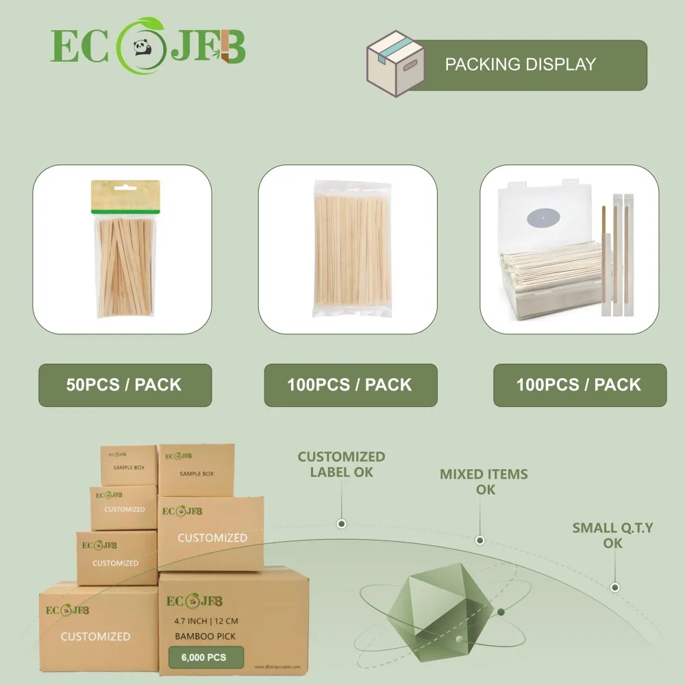 110mm Natural Bamboo Wooden Stir Sticks 1.3mm Thickness Coffee Cocktail Tea Hot Beverage Stirrers
