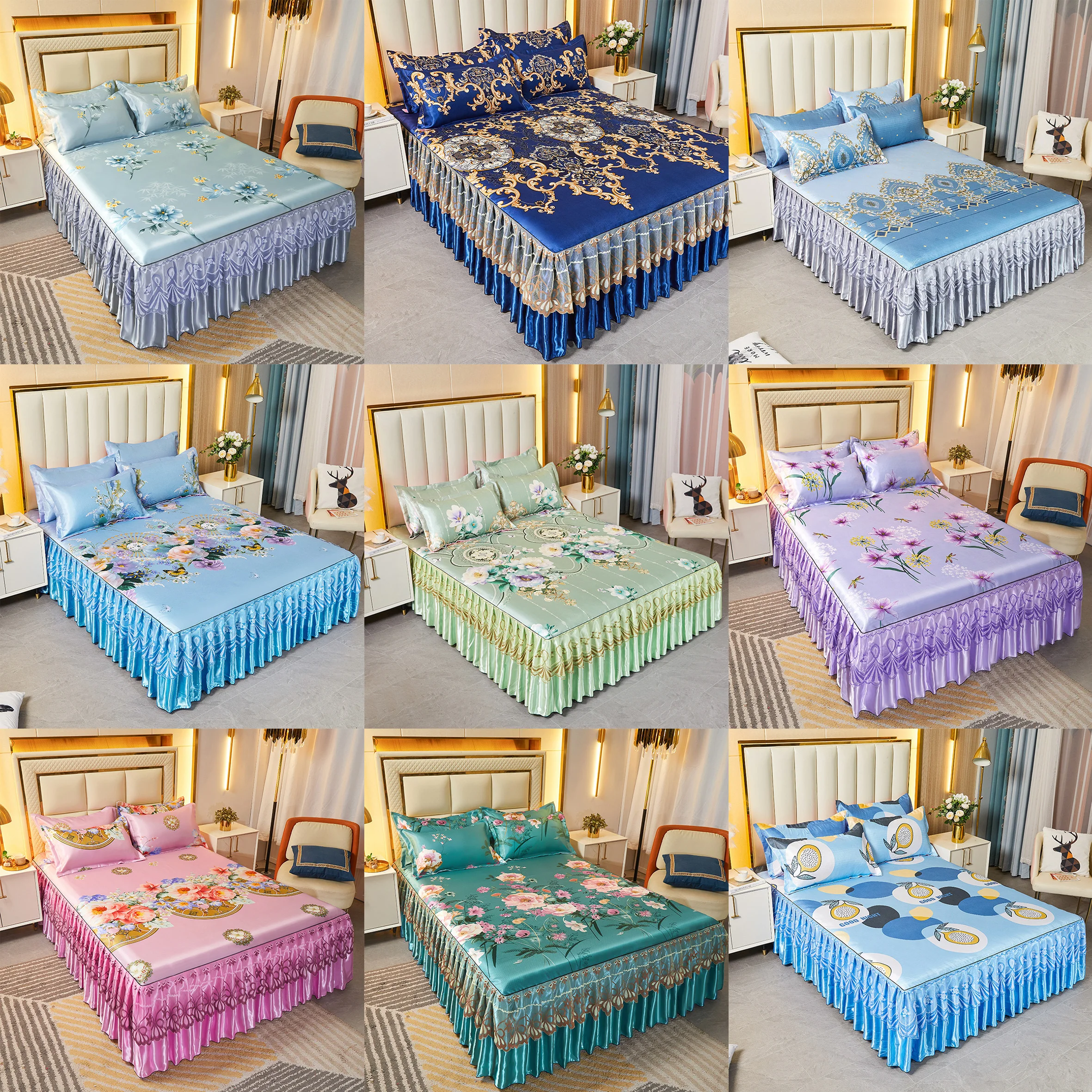 Home Decor Summer Embroidery Polyester Bedspread Bed Cover Cotton Designer Silk Quilt Bedding Set