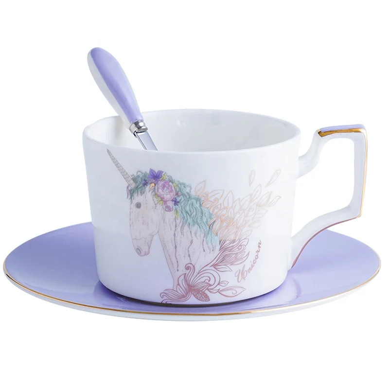 Private Label 200ml Ins Creative Europe Style Luxury Bone China Tea Mug High Quality Ceramic Coffee Cups With Spoon