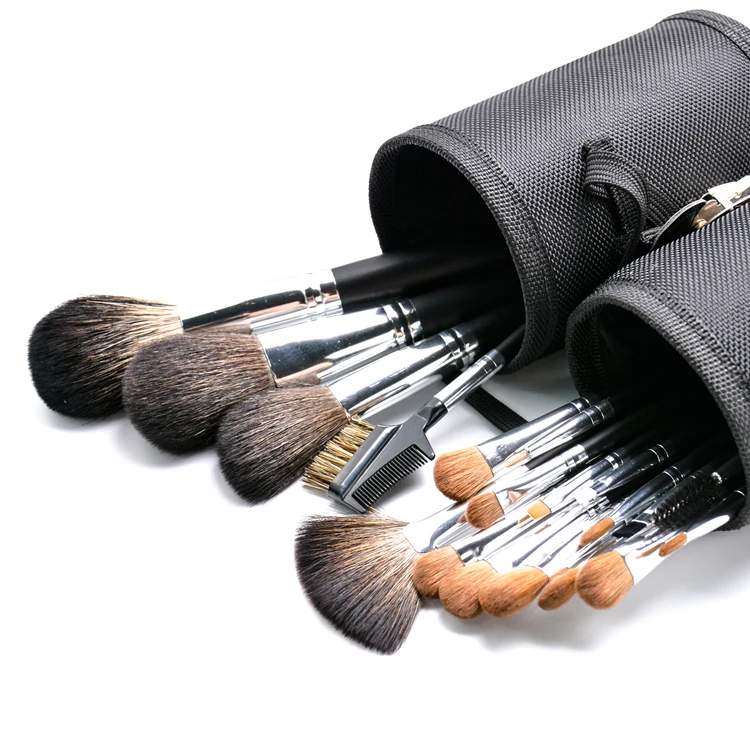 Beauty Tools Kit 19 Pcs Black High Quality Professional Soft Camel Horse Mink Donkey Animal Synthetic Hair Lip Make Up Brush Set