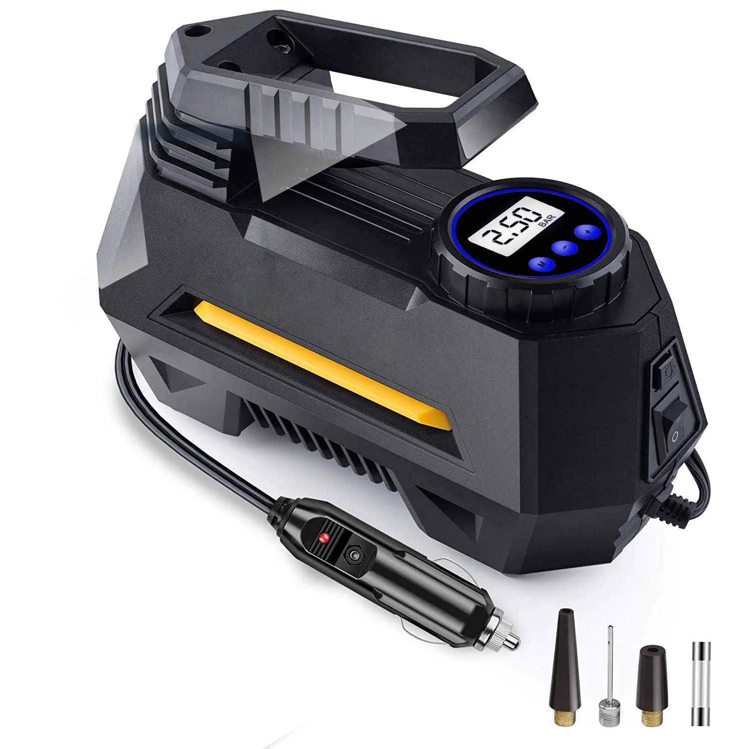 Portable Tyre Pump Compressor Tyre Inflator 12V DC Digital Car Air Pump 150 PSI With LCD Display and LED Lights