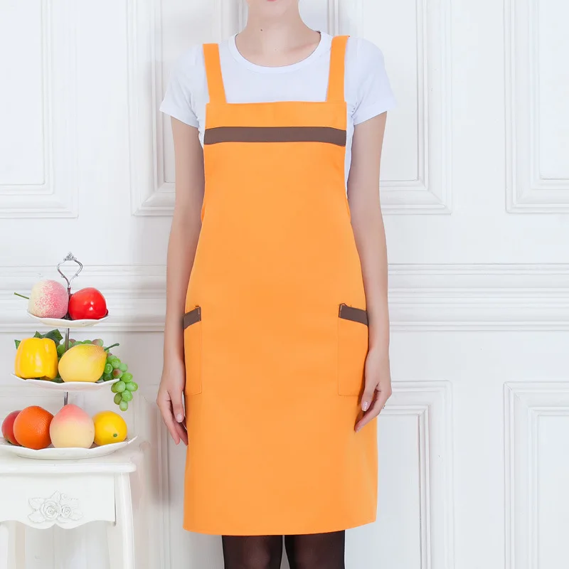 Supermarket work clothes pinafore fashion fruit shop restaurant cafe waiter apron with printed embroidered words